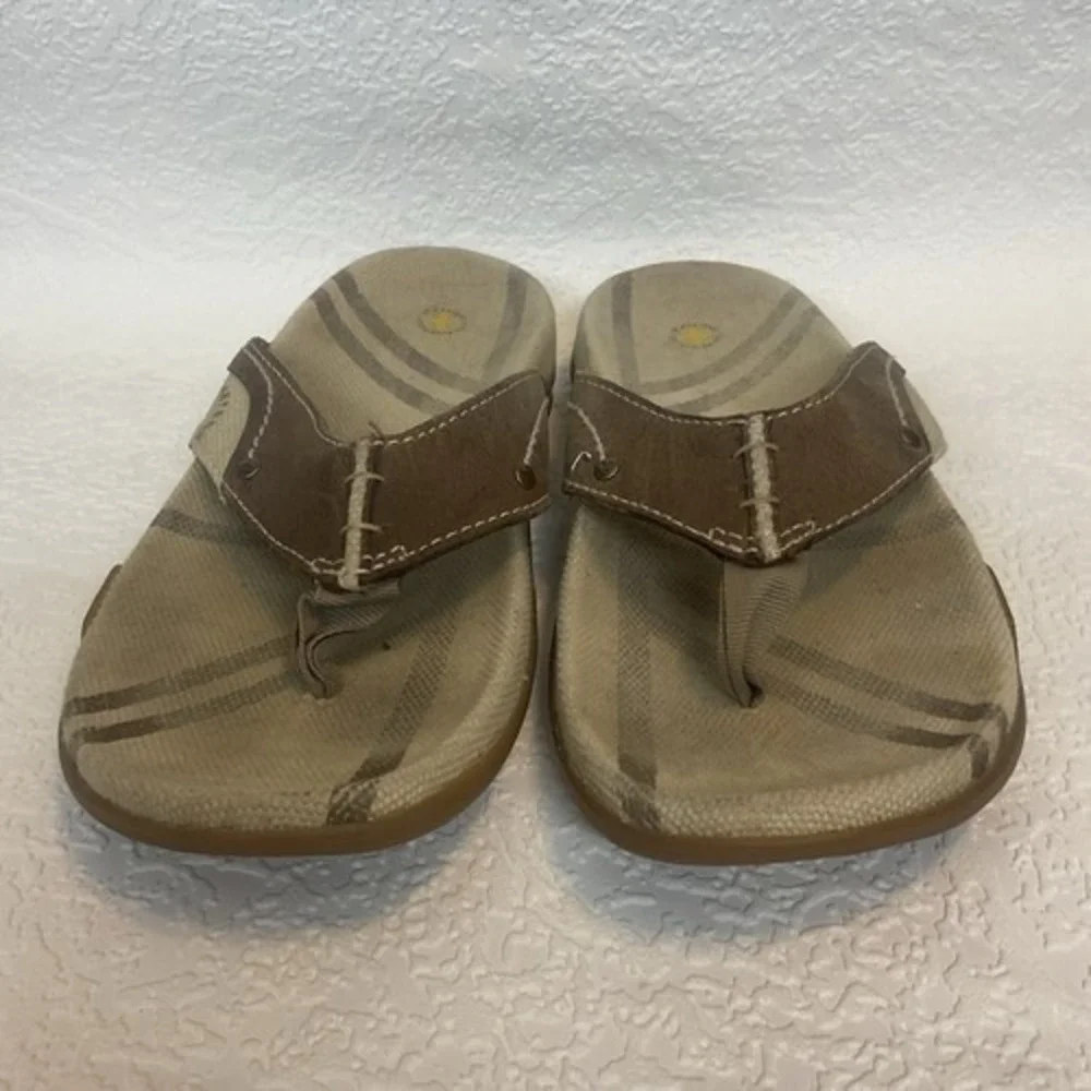 VTG Dr. Martins Lucio Brown Flip Flop Sandals Unisex M9/W10 China Leather/Canvas